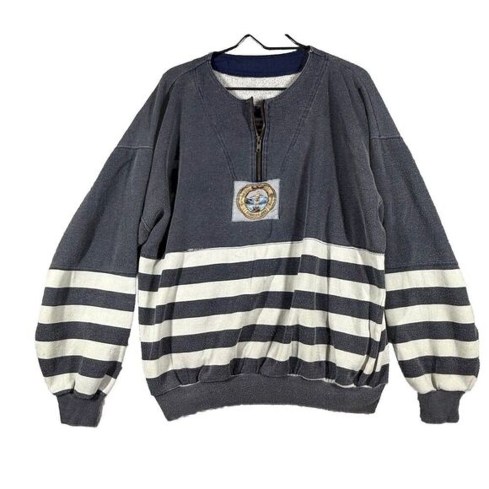 Vintage Genuine Outrage‎ Colthing sweater 1/4 zip gray large surf